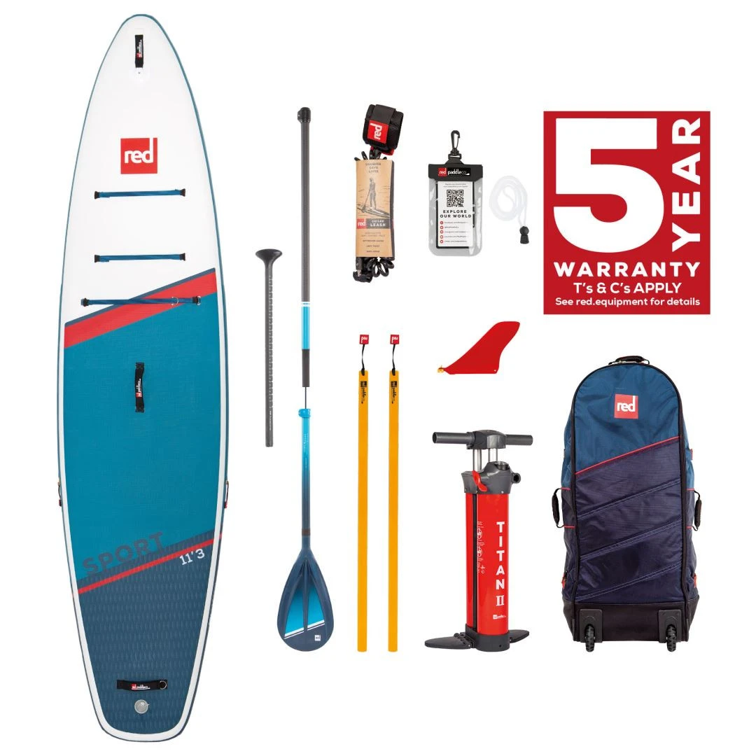 Red Paddle Co. Red Paddle Co 11'3 Sport MSL Inflatable SUP + Hybrid Tough Paddle White-Blue-Dark Blue 4 Red Paddle Co. Red Paddle Co 11'3 Sport MSL Inflatable SUP + Hybrid Tough Paddle White-Blue-Dark Blue – Image 2