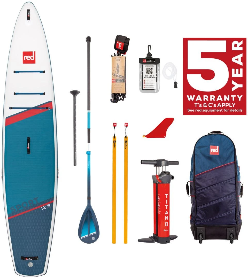 Red Paddle Co. Red Paddle Co 12’8 Sport MSL Inflatable SUP + Hybrid Tough Paddle White-Blue-Dark Blue 4 Red Paddle Co. Red Paddle Co 12’8 Sport MSL Inflatable SUP + Hybrid Tough Paddle White-Blue-Dark Blue – Image 2