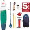 Red Paddle Co. Red Paddle Co 12’8 Voyager MSL Inflatable SUP + Hybrid Tough Paddle White-Green-Dark Blue -Sports Nautiques Boutique red paddle co 12 6 voyager msl inflatable sup hybrid tough paddle white green dark blue 0