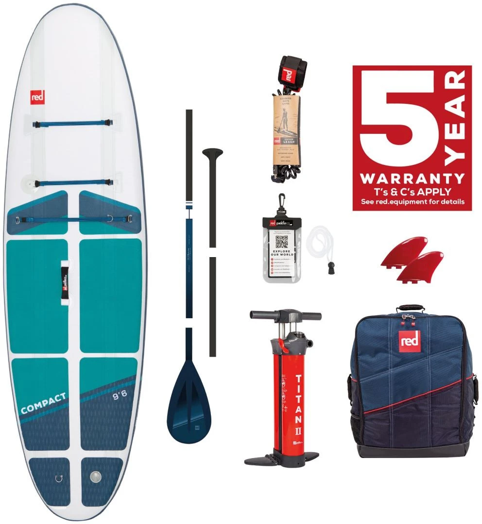 Red Paddle Co. Red Paddle Co 9'6 Compact MSL Inflatable SUP White-Teal-Dark Blue 4 Red Paddle Co. Red Paddle Co 9'6 Compact MSL Inflatable SUP White-Teal-Dark Blue – Image 2
